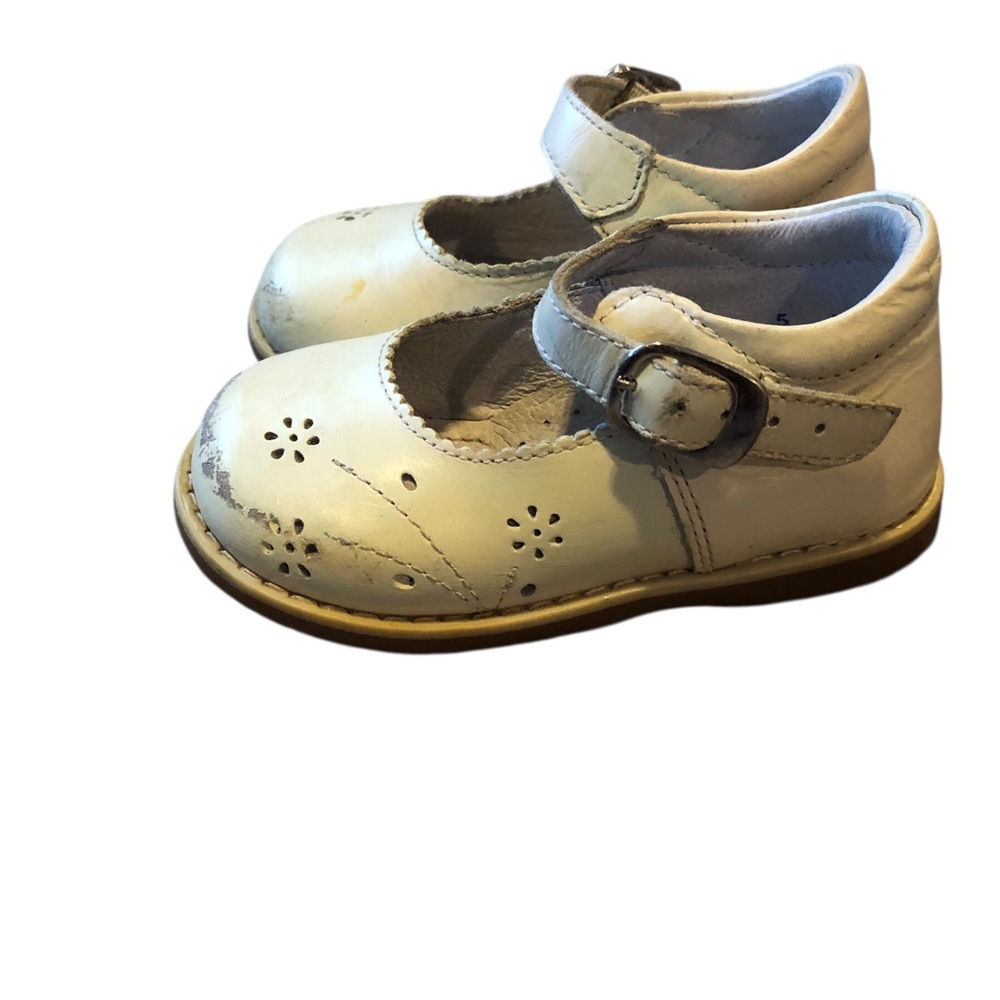 Kinder Mexico Sz 15 (US 8) Classic Leather White Infant Dress Shoes—Fit US Sz 7